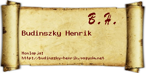 Budinszky Henrik névjegykártya
